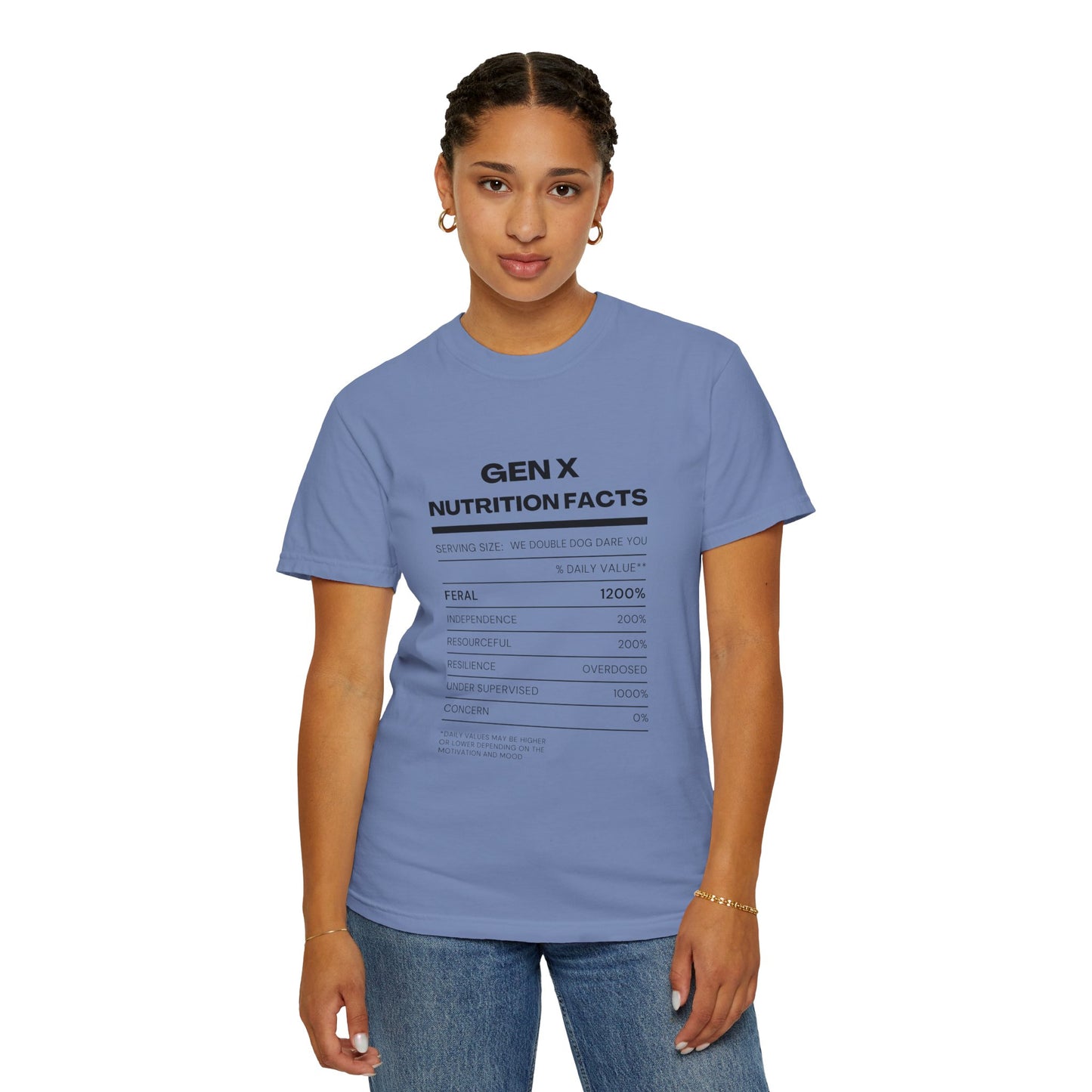 Gen X Nutritional Facts tee