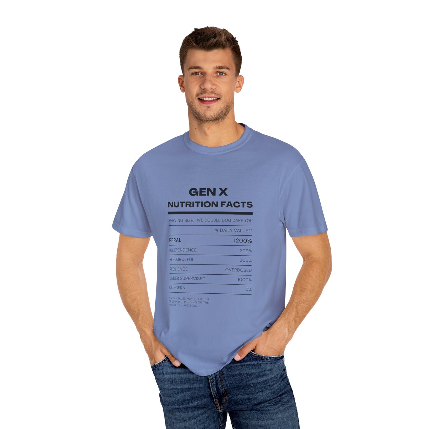 Gen X Nutritional Facts tee