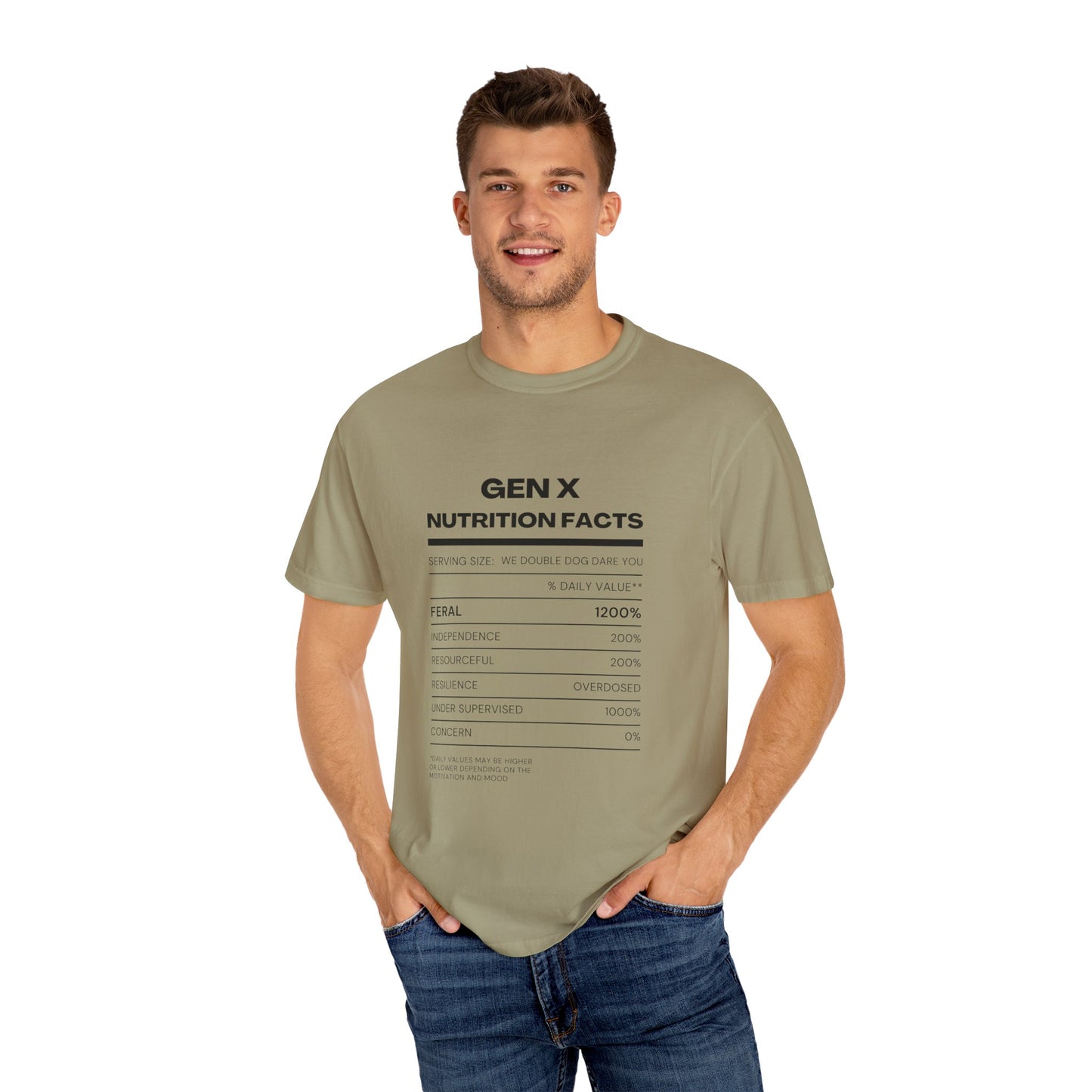 Gen X Nutritional Facts tee