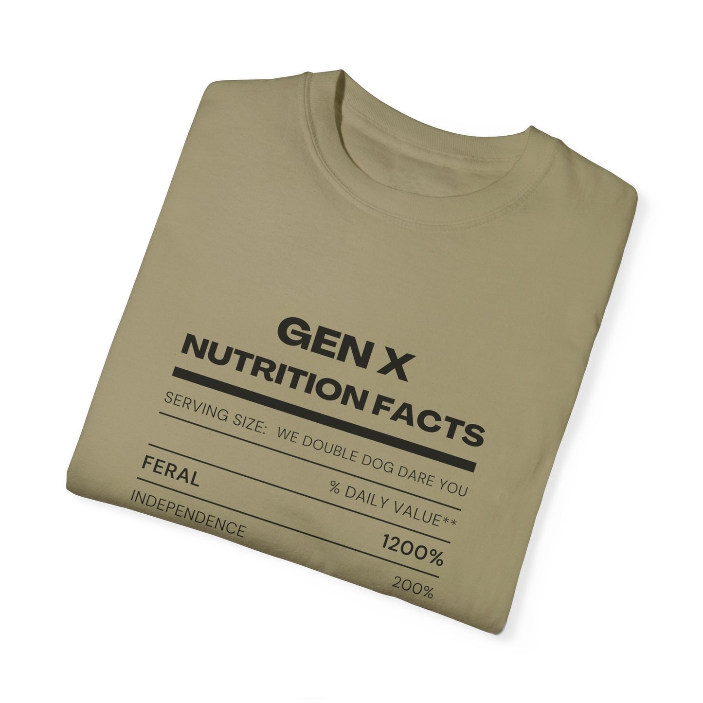 Gen X Nutritional Facts tee