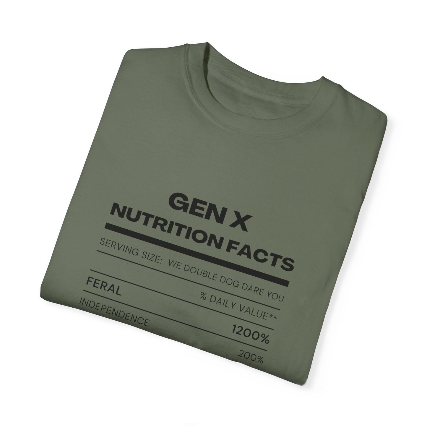 Gen X Nutritional Facts tee