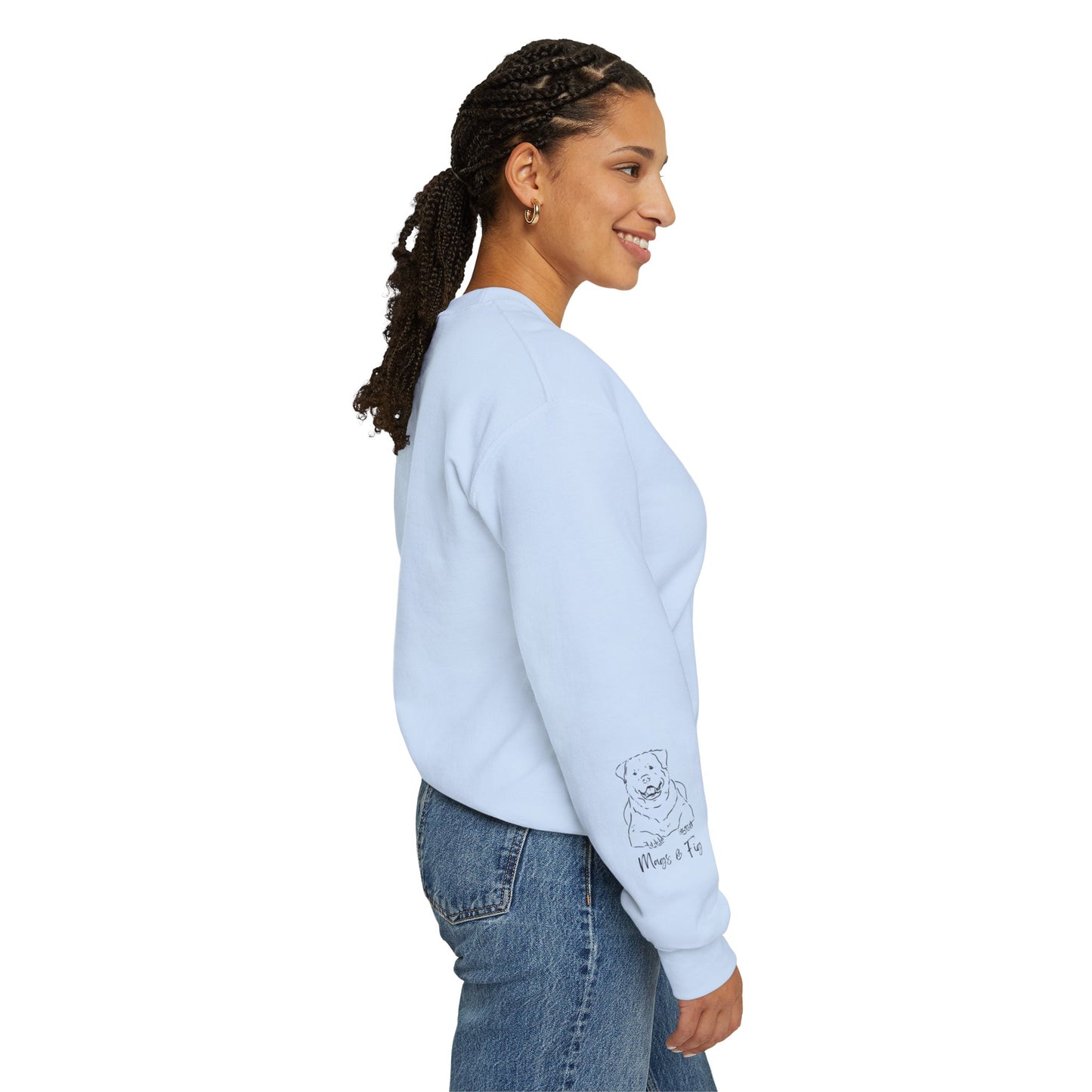 Personalized Heart on Sleeve Rottweiler Crewneck Sweatshirt