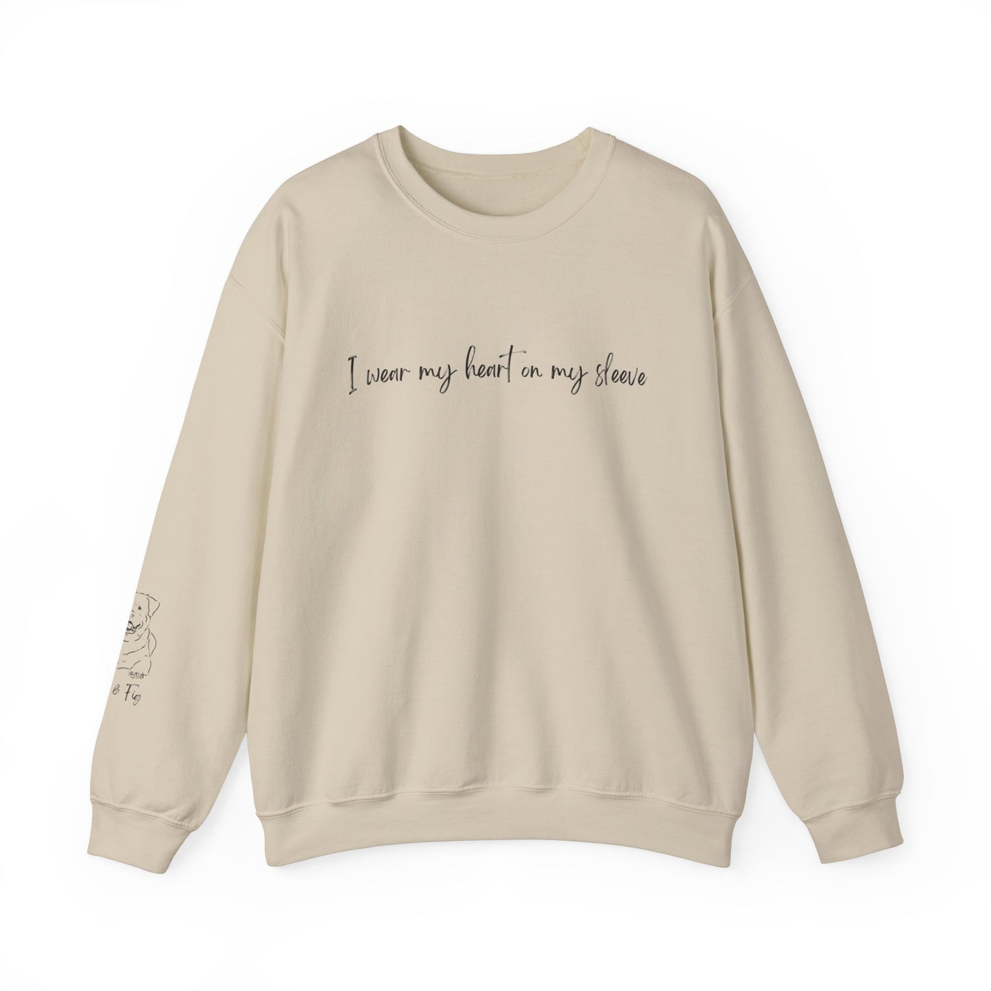 Personalized Heart on Sleeve Rottweiler Crewneck Sweatshirt