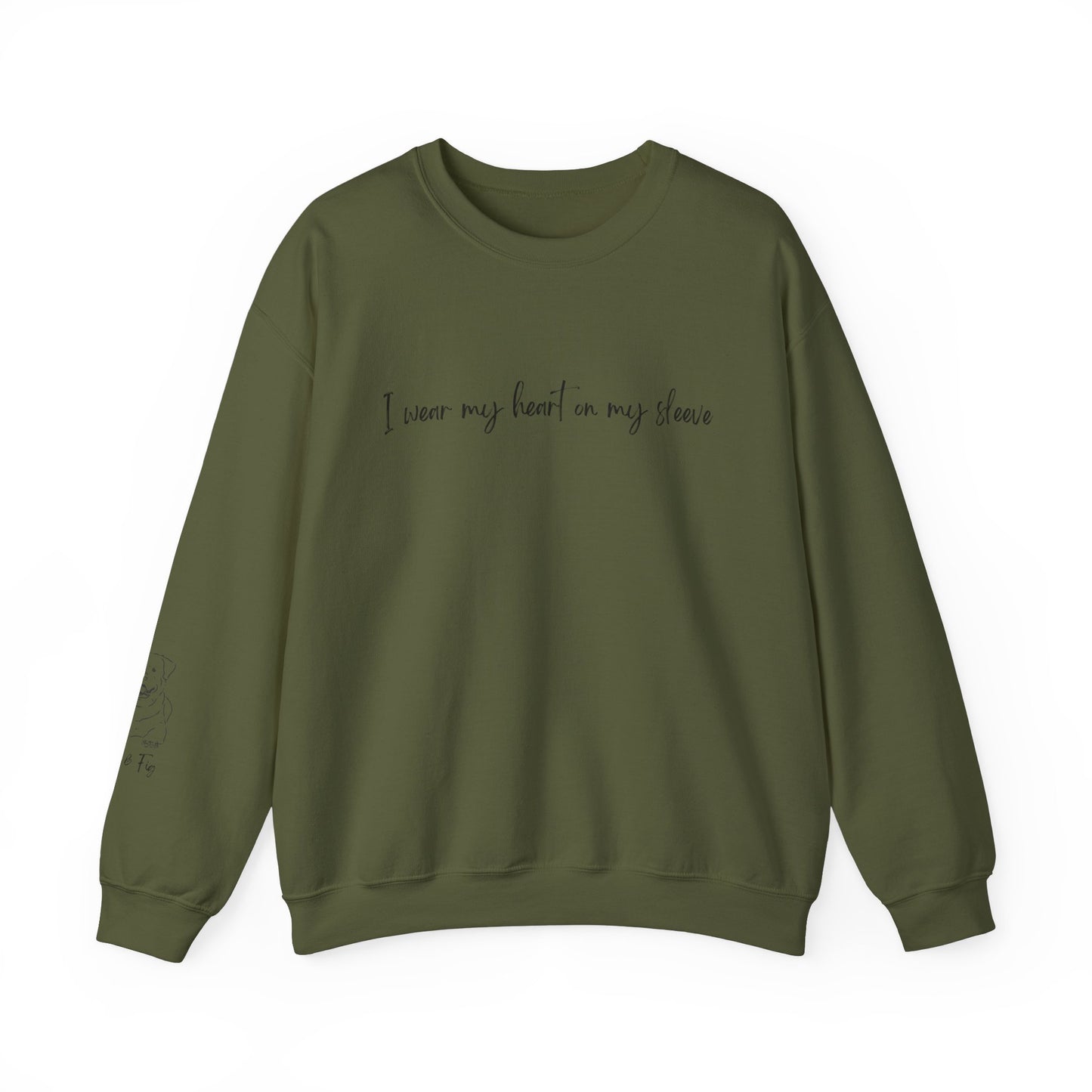 Personalized Heart on Sleeve Rottweiler Crewneck Sweatshirt