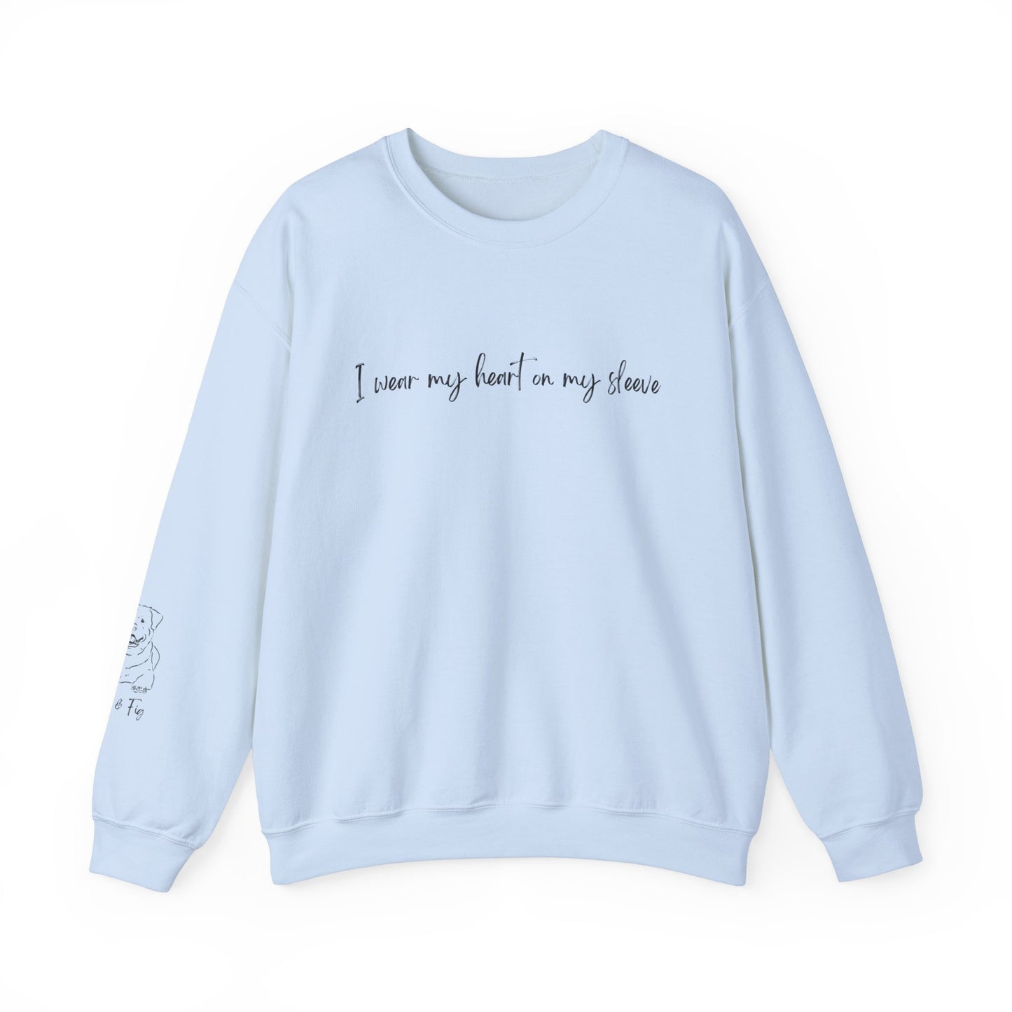 Personalized Heart on Sleeve Rottweiler Crewneck Sweatshirt