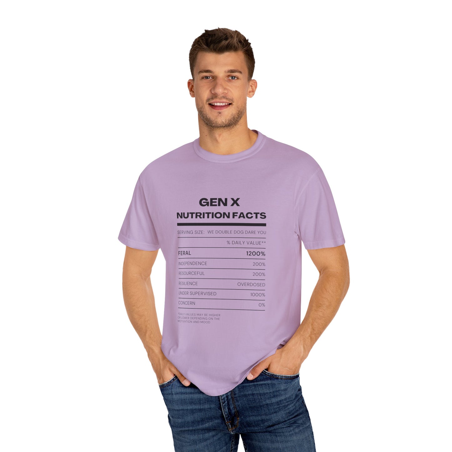 Gen X Nutritional Facts tee