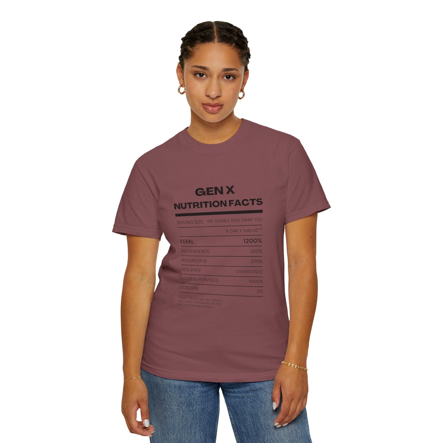 Gen X Nutritional Facts tee