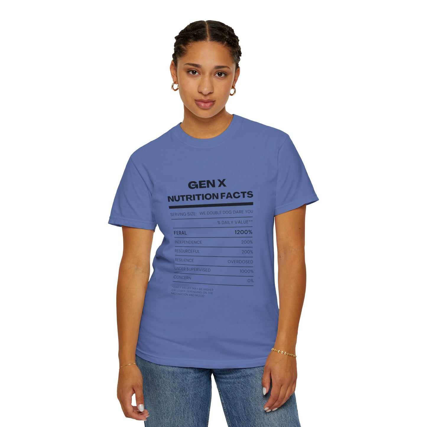 Gen X Nutritional Facts tee