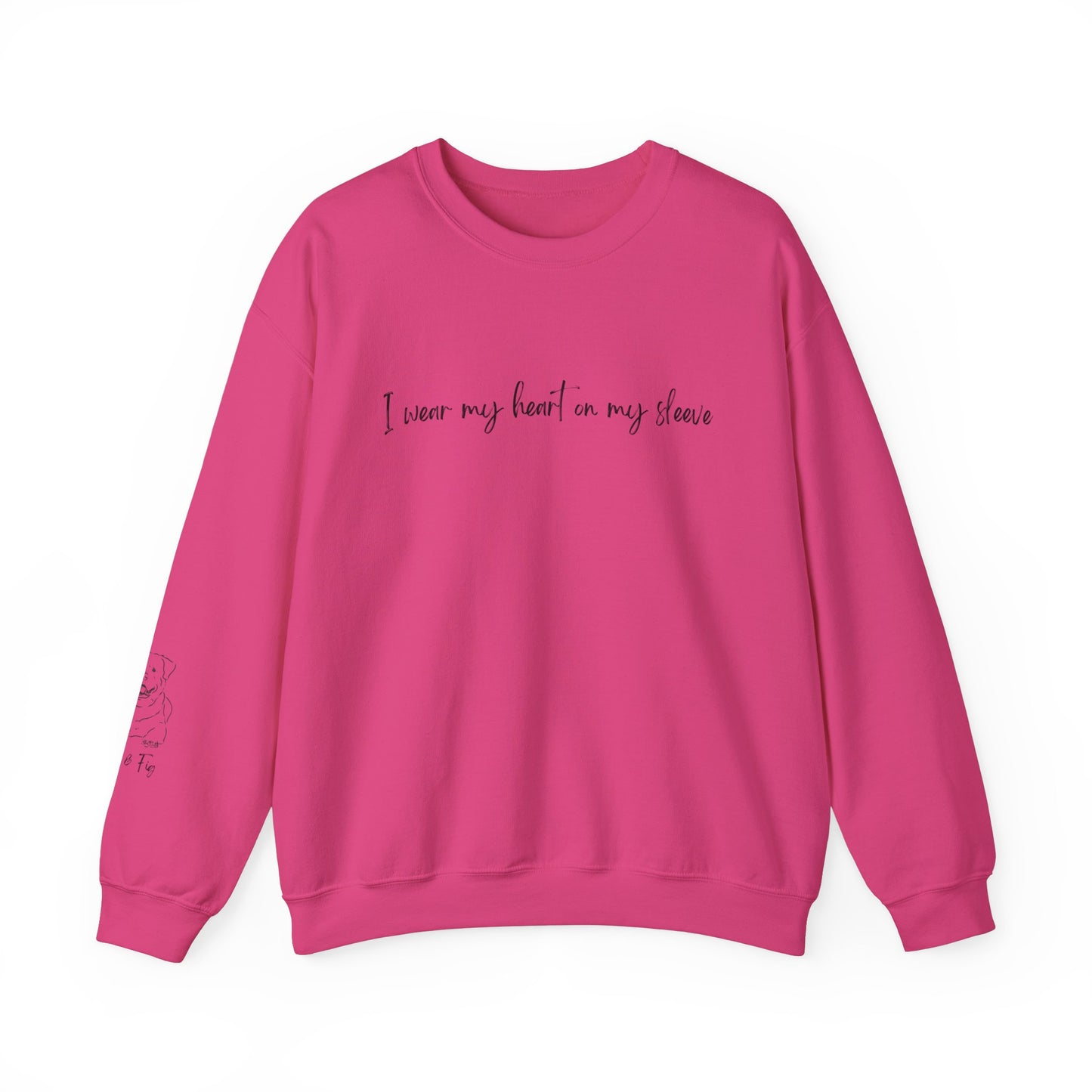Personalized Heart on Sleeve Rottweiler Crewneck Sweatshirt