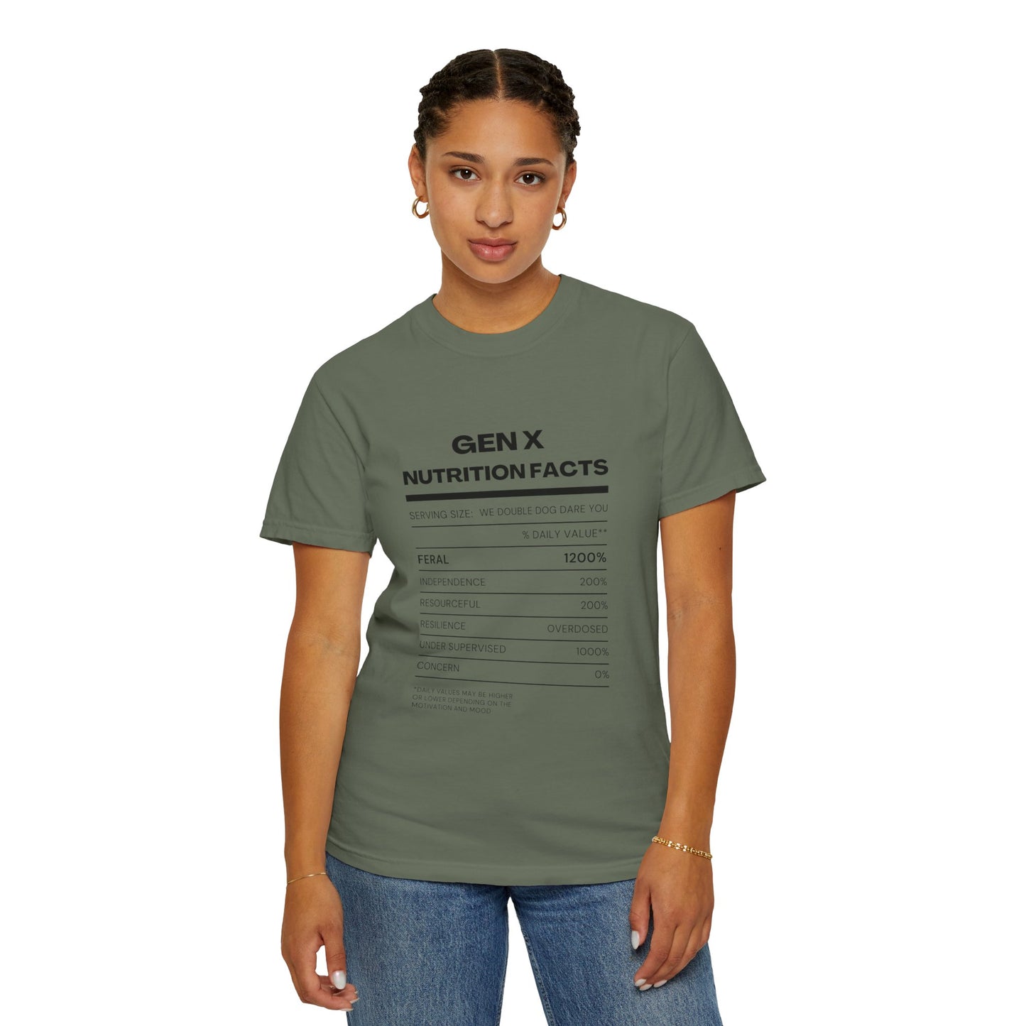 Gen X Nutritional Facts tee