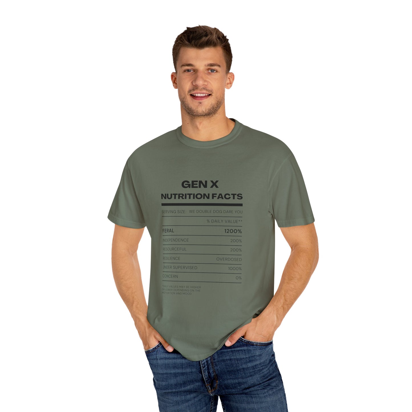 Gen X Nutritional Facts tee