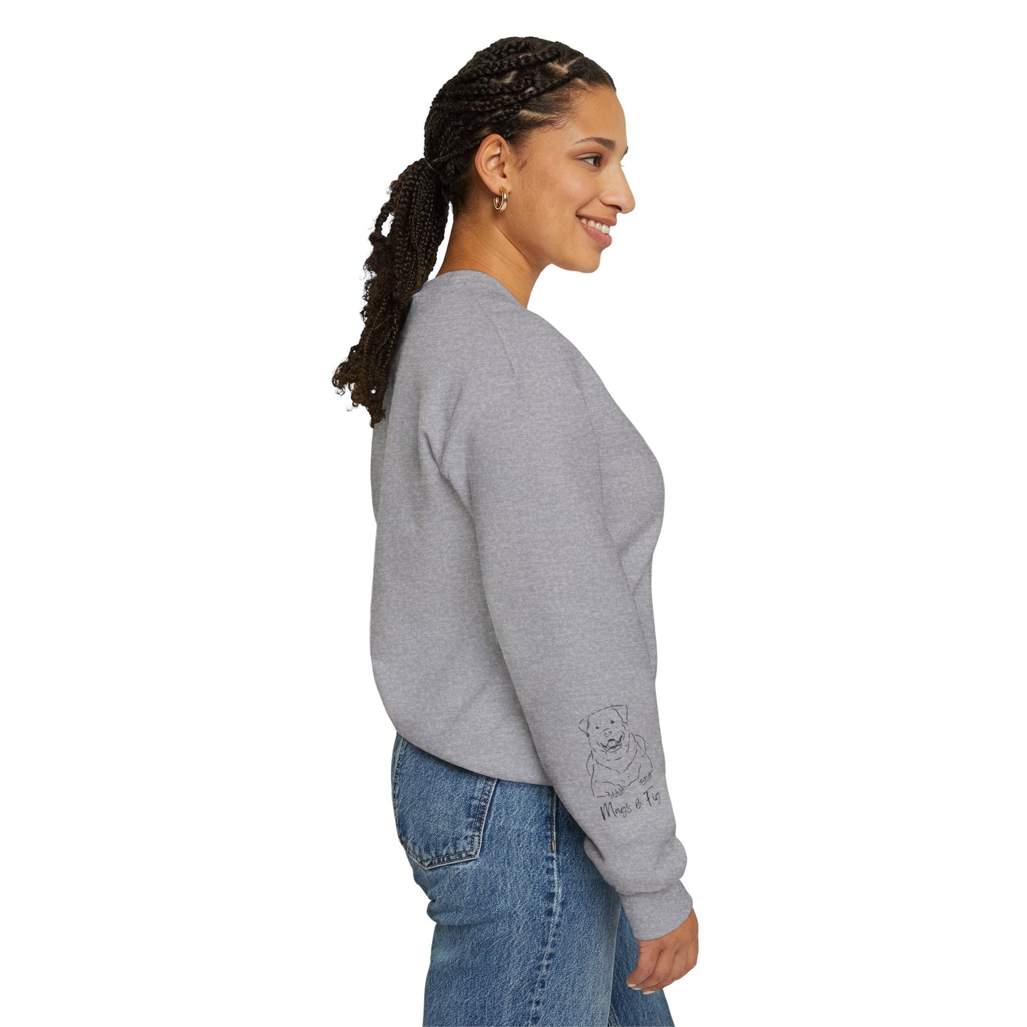 Personalized Heart on Sleeve Rottweiler Crewneck Sweatshirt