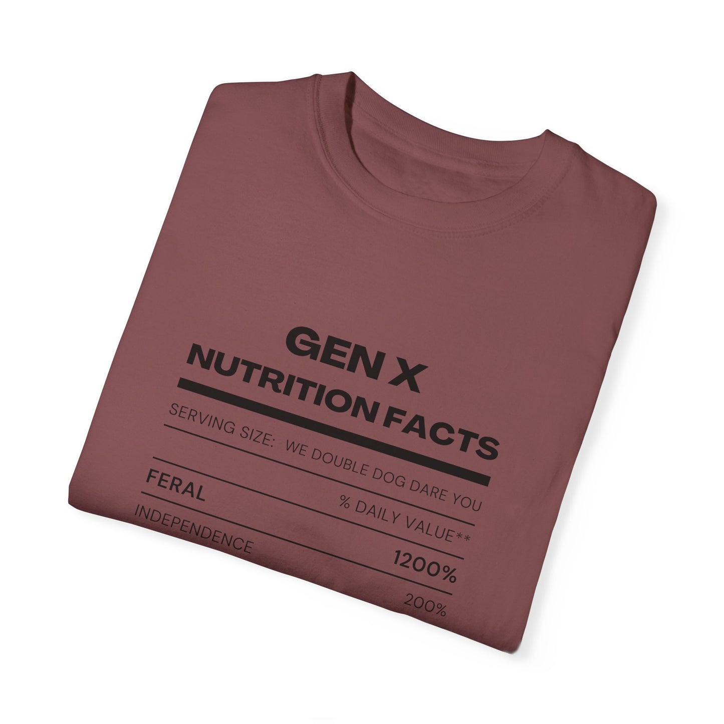 Gen X Nutritional Facts tee
