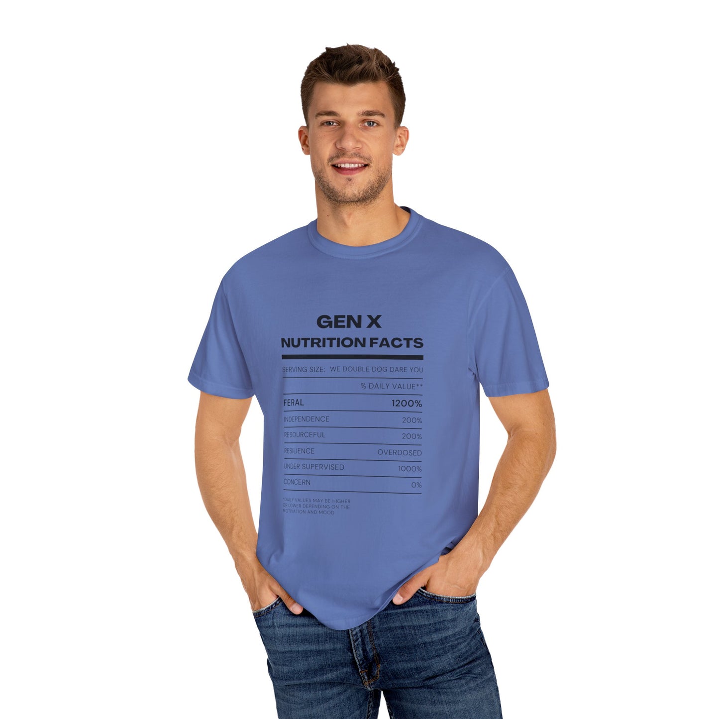 Gen X Nutritional Facts tee