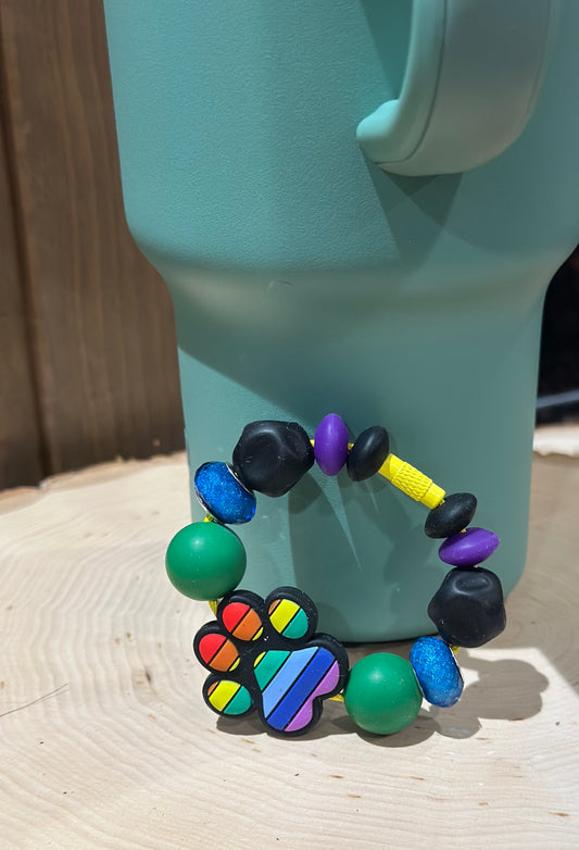 Drink Cup Charm Rainbow Paw